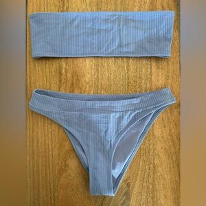 Triangl Bikini - Bandeau Ribbed - Light Blue - Size Large